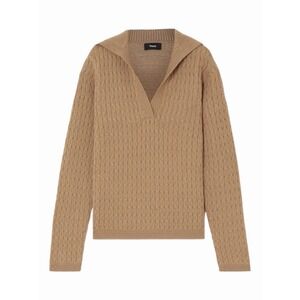 Theory Cable Knit‎ Polo Sweater Women's Sz S 90% Wool, 10% Cashmere